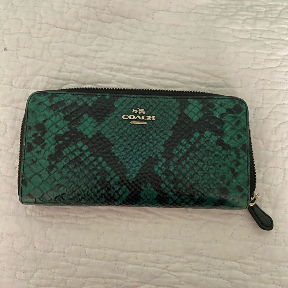 Coach Emerald Snake Pattern Zip Wallet - image 1
